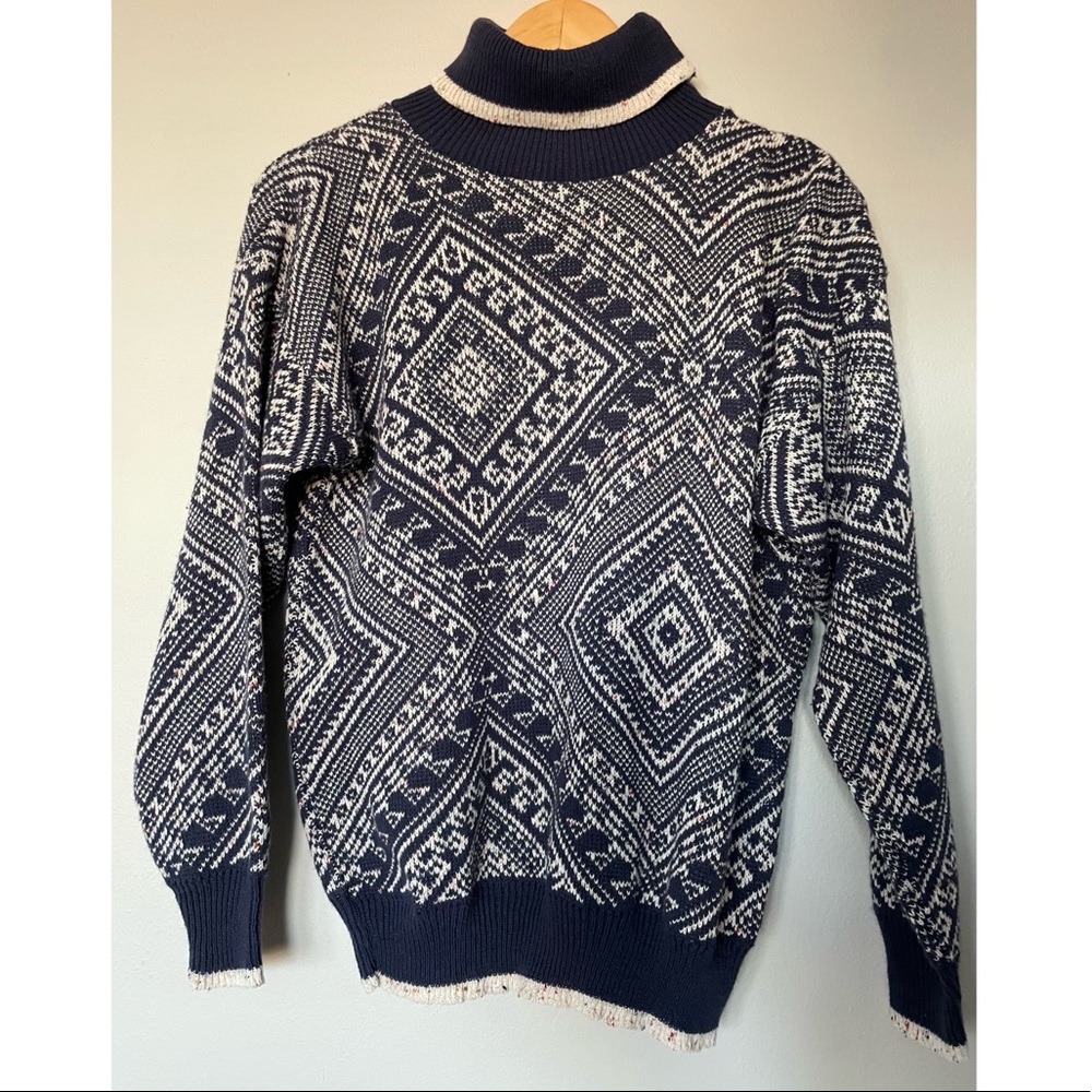Vintage Cabin Creek Cozy Women’s Unique Geometric Turtleneck Sweater Size Medium